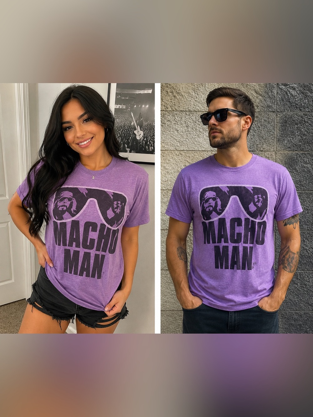Macho Man Randy Savage Purple Graphic T-Shirt | WWE Wrestling Retro Unisex Tee